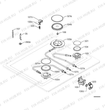 Взрыв-схема плиты (духовки) Electrolux EHM6335X - Схема узла Functional parts 267