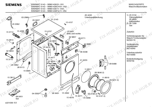 Схема №1 WM61430 SIWAMAT 6143 с изображением Вкладыш в панель для стиральной машины Siemens 00261520