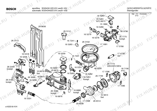 Схема №1 SGS43A62EU automatic с изображением Инструкция по эксплуатации для электропосудомоечной машины Bosch 00584014