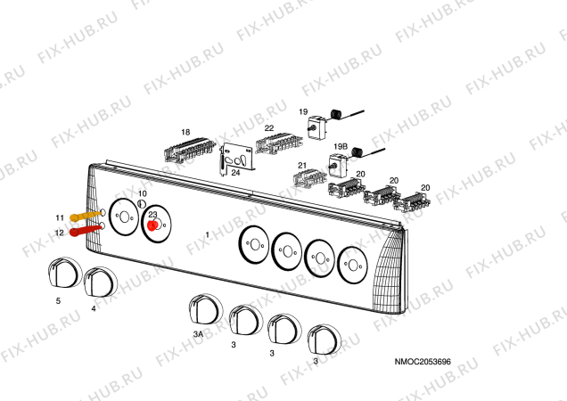 Взрыв-схема плиты (духовки) Husqvarna Electrolux QSP7030-1W - Схема узла H10 Control Panel