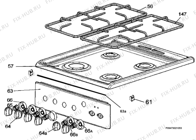 Взрыв-схема плиты (духовки) Electrolux EKK5019 - Схема узла Section 4