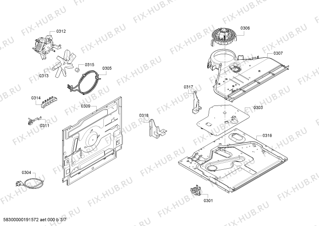 Взрыв-схема плиты (духовки) Siemens HX525210Q - Схема узла 03