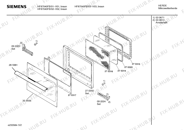 Схема №1 HF87040FB с изображением Вентиляционная решетка для свч печи Siemens 00360301