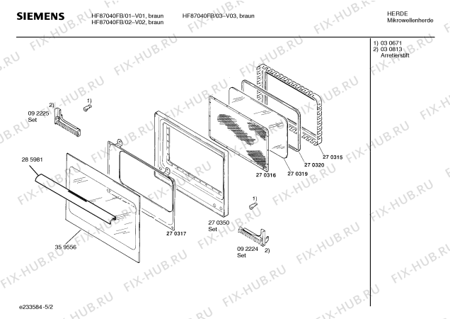 Взрыв-схема микроволновой печи Siemens HF87040FB - Схема узла 02