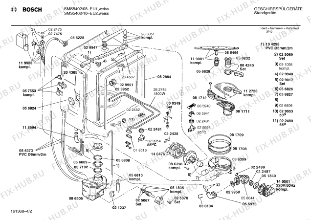 Схема №1 SMS5402 с изображением Панель для посудомоечной машины Bosch 00282291