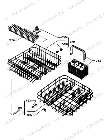 Взрыв-схема посудомоечной машины Castor CMS30 - Схема узла Baskets, tubes 061