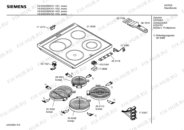 Схема №1 HL65023SC с изображением Стеклокерамика для плиты (духовки) Siemens 00212636