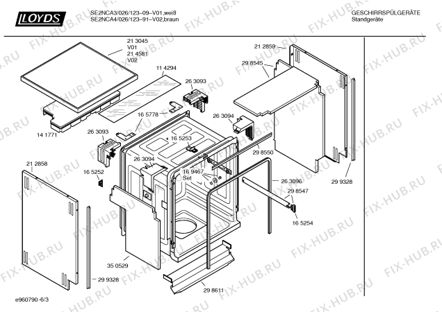 Взрыв-схема посудомоечной машины Lloyds SE2NCA3 Art. 026/123-09 - Схема узла 03