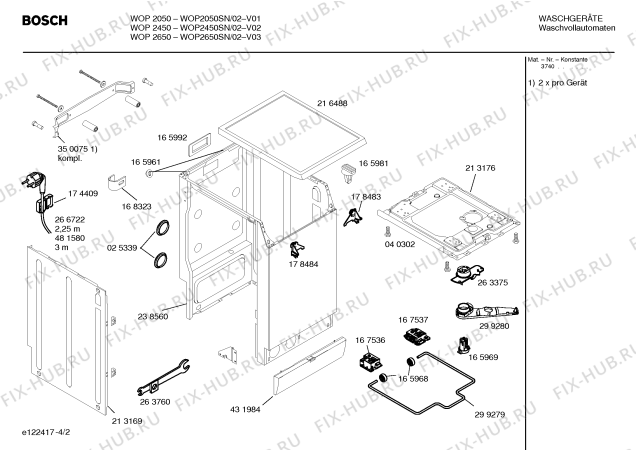 Схема №1 WOP2050SN WOP2050 с изображением Инструкция по установке и эксплуатации для стиралки Bosch 00585362