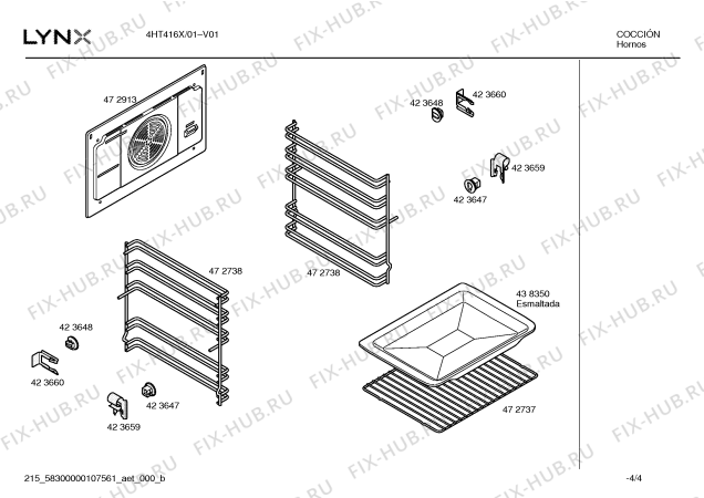 Взрыв-схема плиты (духовки) Lynx 4HT416X - Схема узла 04