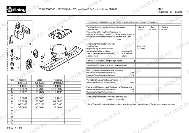 Взрыв-схема холодильника Balay 3FN613E/01 - Схема узла 03