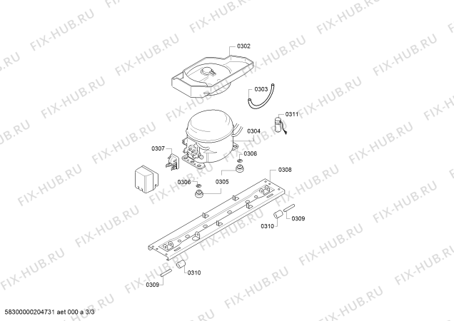 Взрыв-схема холодильника Siemens KD46NNL22N, SIEMENS - Схема узла 03