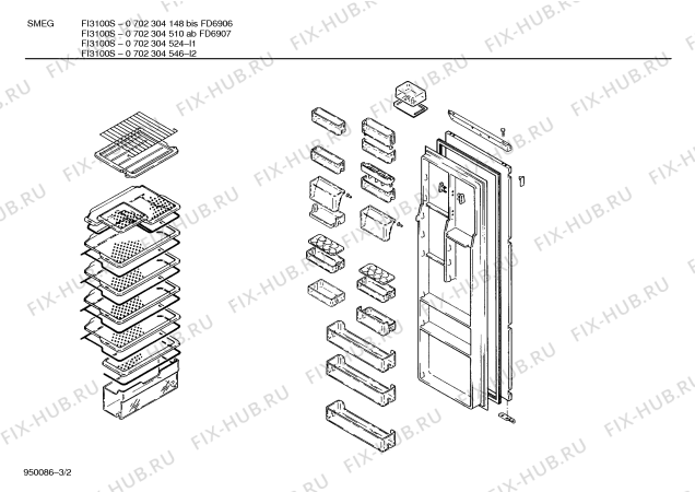 Схема №1 KIVSM20II FI3100S -0 702 304 561 с изображением Контейнер для овощей для холодильной камеры Bosch 00270391