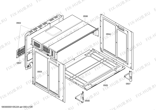 Взрыв-схема плиты (духовки) Bosch HBN540520A - Схема узла 05