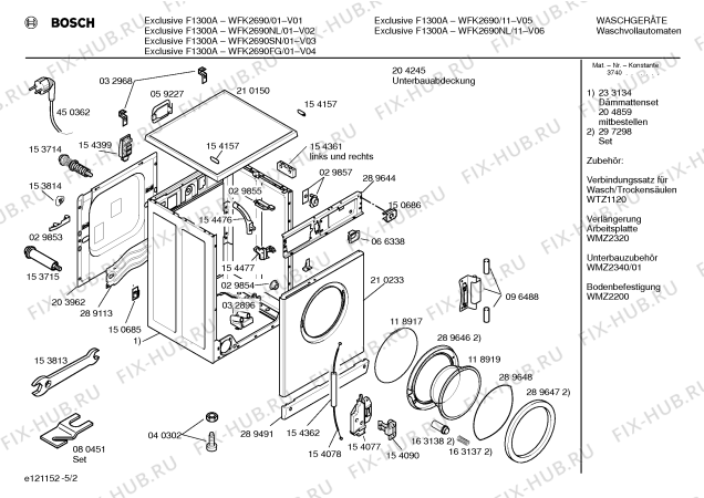 Взрыв-схема стиральной машины Bosch WFK2690NL Exclusiv F1300A - Схема узла 02