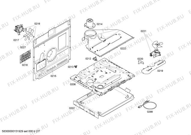 Взрыв-схема плиты (духовки) Bosch HCE778350U - Схема узла 02