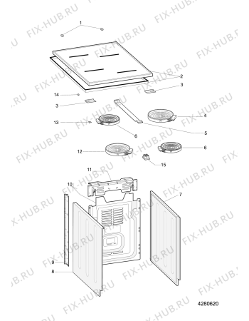 Взрыв-схема плиты (духовки) Whirlpool AXMT6533IX (F093823) - Схема узла