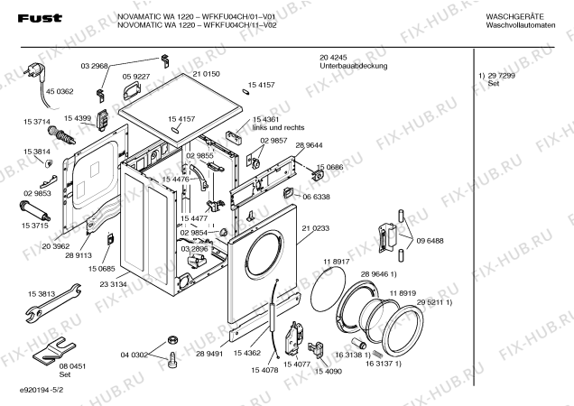 Взрыв-схема стиральной машины Novamatic WFKFU04CH NOVAMATIC WA1220 - Схема узла 02