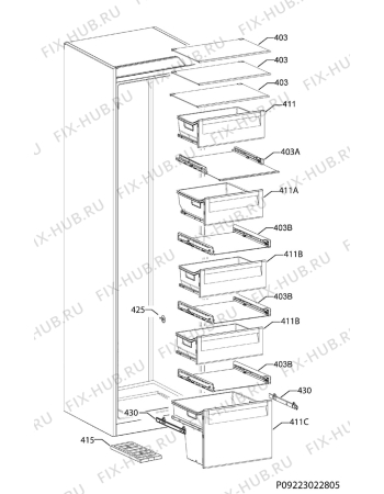 Взрыв-схема холодильника Aeg AGE82925NW - Схема узла Internal parts