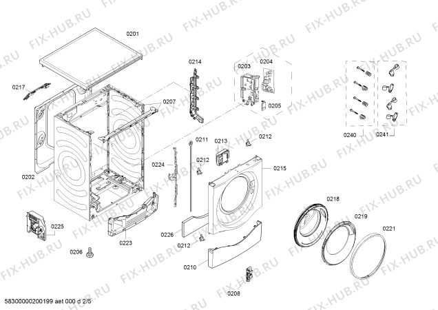 Схема №1 WLU244600W с изображением Модуль управления, запрограммированный для стиральной машины Bosch 11021430