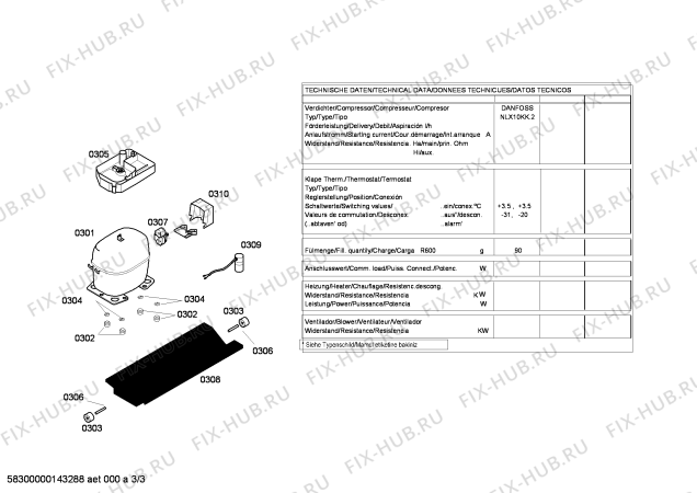 Взрыв-схема холодильника Bosch KGV39Y42 - Схема узла 03