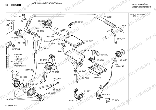 Взрыв-схема стиральной машины Bosch WFF1401GB, WFF1401 - Схема узла 04