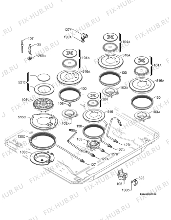 Взрыв-схема плиты (духовки) Aeg Electrolux 75573G-M - Схема узла Functional parts 267