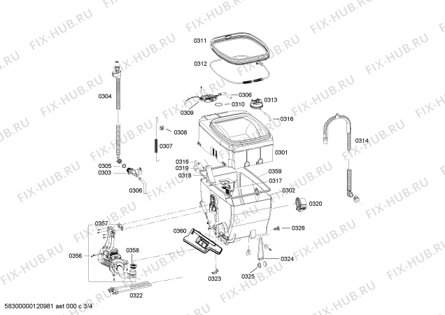 Схема №1 WP13T590 T13.59 с изображением Нижняя часть корпуса для стиралки Bosch 00478001