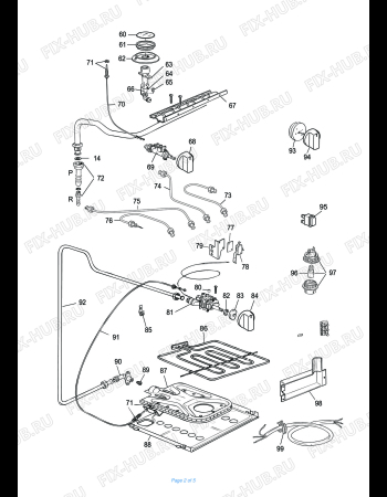 Взрыв-схема плиты (духовки) DELONGHI TGW 654 - Схема узла 2