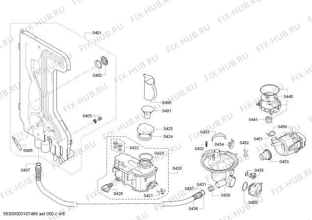 Взрыв-схема посудомоечной машины Bosch SMS50D08EU SilencePlus - Схема узла 04