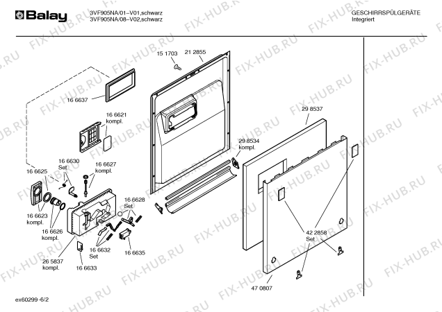 Схема №1 3VF905NA с изображением Инструкция по эксплуатации для посудомоечной машины Bosch 00588301