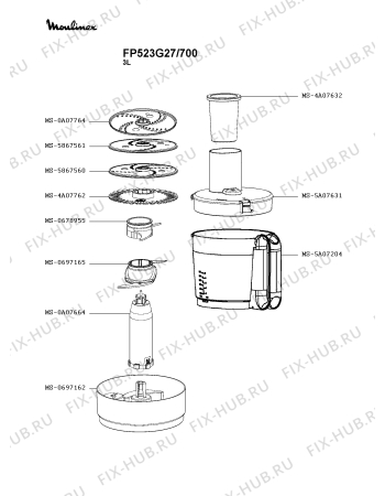 Взрыв-схема кухонного комбайна Moulinex FP523G27/700 - Схема узла AP004475.8P2