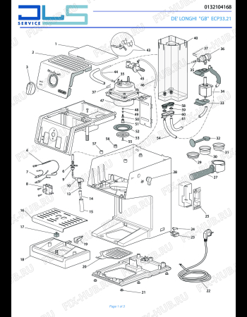 Схема №1 ECP33.21 с изображением Блок управления для электрокофемашины DELONGHI 5913215951