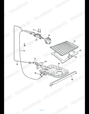 Взрыв-схема плиты (духовки) DELONGHI HGW 554-B5 - Схема узла 4