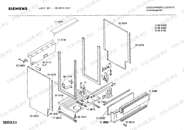 Схема №1 SN4513 с изображением Панель для посудомоечной машины Siemens 00116169