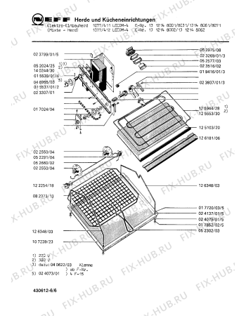 Взрыв-схема плиты (духовки) Neff 1312148162 1077/412LEWD-4 - Схема узла 06