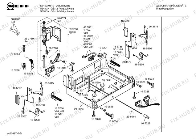 Схема №1 S5543X1GB с изображением Инструкция по эксплуатации для посудомоечной машины Bosch 00521945