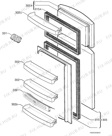 Взрыв-схема холодильника Electrolux END42396X - Схема узла Door 003