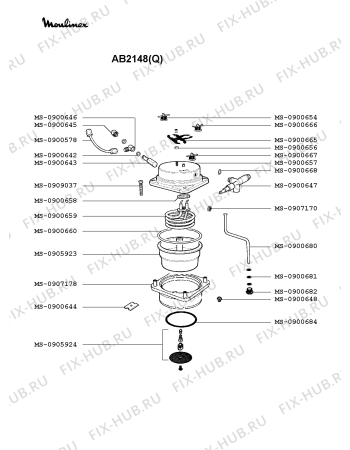 Взрыв-схема кофеварки (кофемашины) Moulinex AB2148(Q) - Схема узла OP001878.0P3