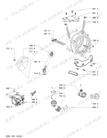 Схема №1 AWO/D 6102/D с изображением Обшивка для стиралки Whirlpool 480111101256