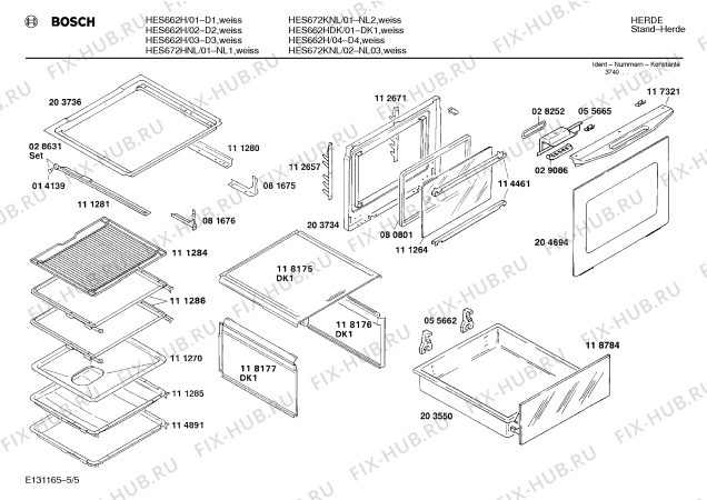 Взрыв-схема плиты (духовки) Bosch HES672HNL - Схема узла 05
