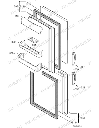 Взрыв-схема холодильника Frigidaire FR250 - Схема узла Door 003