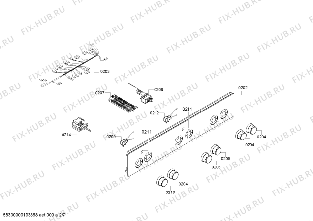 Взрыв-схема плиты (духовки) Bosch HGD72D220F - Схема узла 02