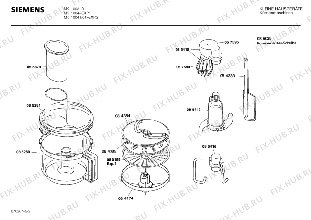 Взрыв-схема кухонного комбайна Siemens MK1004 - Схема узла 02