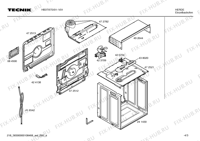 Взрыв-схема плиты (духовки) Tecnik HB3TI5T0 Horno tecnik indep.inox.multifnc.3d ec2 - Схема узла 03