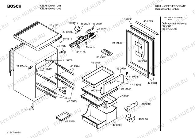 Схема №1 KTL78420 с изображением Столешница для холодильника Bosch 00470484