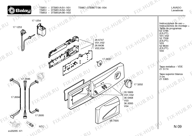 Схема №1 3TS887T TS887 - Consequence с изображением Инструкция по установке и эксплуатации для стиральной машины Bosch 00528644