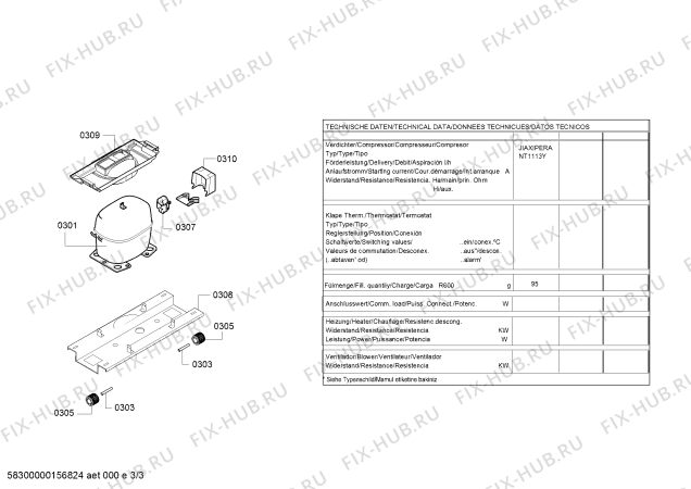 Взрыв-схема холодильника Bosch KGV33VL30E - Схема узла 03