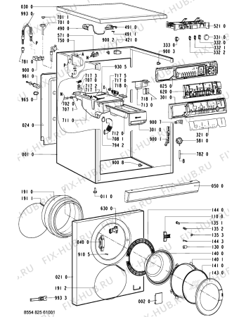 Схема №1 WAK 7990 с изображением Обшивка для стиральной машины Whirlpool 481245214968