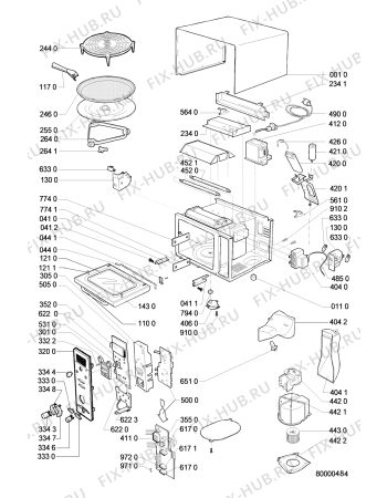 Взрыв-схема микроволновой печи Whirlpool MT 774 IX - Схема узла